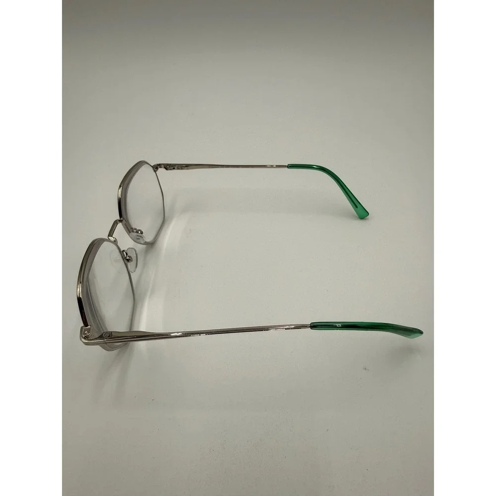 Success Eyeglass Frames Unisex Silver Green Excellent Geometric Hexagon SS-399